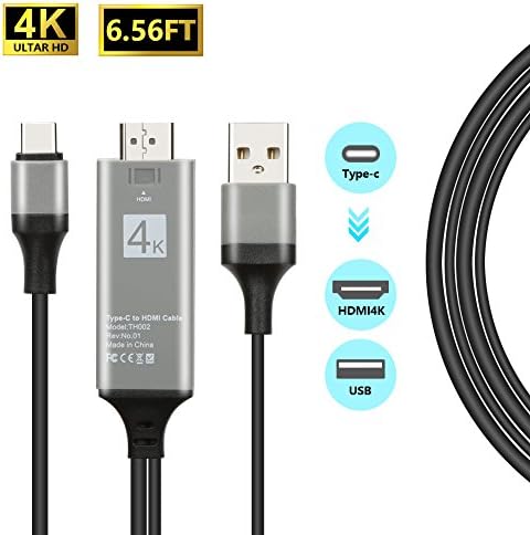 USB C to HDMI Cable Adapter (6.7ft/2m) Type C to HDMI Cable Compatible Thunderbolt 3 Support 4K/30Hz for Laptop/Macbook/Galaxy S8/S8+/Note 8 with Type C Interface By DotStone