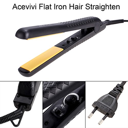 ACEVIVI Haarglätter Elektrisch Thermostat Keramikbeschichtung Straightener mit EU Stecker Schwarz - 3