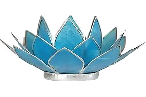FIND SOMETHING DIFFERENT Portalumino 5 Chakra Azzurro Portacandela Fiore Loto