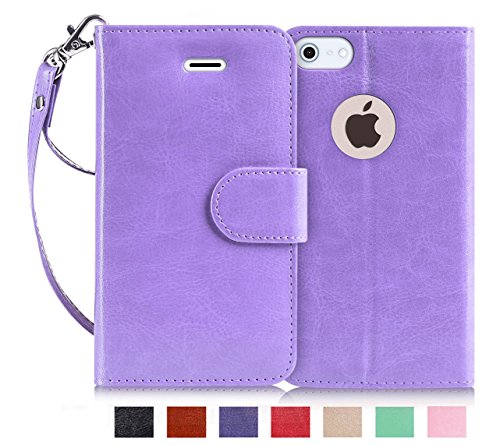 iPhone SE Case, iPhone 5S Case, iPhone 5 Case, Fyy [Top-Notch Series] Premium PU Leather Wallet Case Protective Cover for Apple iPhone SE (2016 Release) / 5S / 5 Lavender