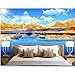 Produktbild MSyikU Seidenwandbild 3D Wallpaper Benutzerdefinierte Wandbild Foto Blauer Himmel Berglandschaft TV Wand Hintergrund Malerei 3D Wandmalereien Tapete Für Wände 3D,140cmx70cm