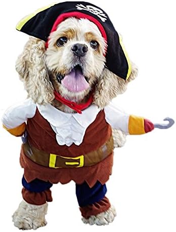 RREXSONN® Pet dog Costume pirates of Caribbean Dog Hoodies Halloween Christmas Jumpsuit for Small Medium Large Dogs or cats with Hat - L