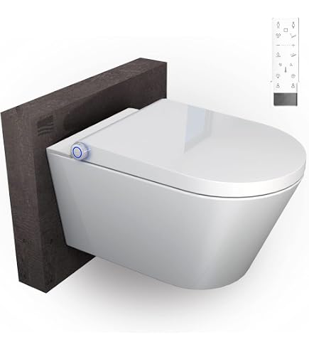 WC Suspendu BERNSTEIN Sans Rebord - Design Nano-Protection, Blanc, 54.5x36x33cm, Abattant Frein Chute