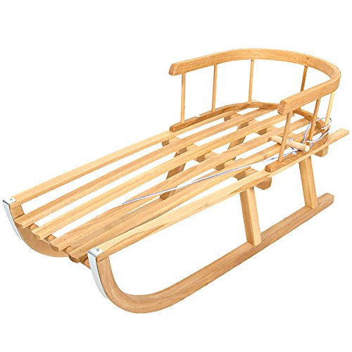 Trineo trineo infantil de madera con respaldo + tire-luge Neuf