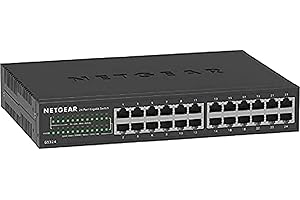 NETGEAR 24 porte Gigabit Switch Ethernet non gestito (GS324) - Montaggio a tavolo, a parete o in rack, funzionamento silenzioso