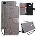 Produktbild SMART LEGEND Huawei P9 Lite Lederhülle Schmetterling Weinstock Premium Schutzhülle Wallet Case Grau Muster Design Etui Brieftasche Ledertasche mit Handschlaufe Neu Zubehör im Bookstyle Cover Schale mit Ständer Standfunktion Etui Karten Slot und Magnetverschluss Flip Case
