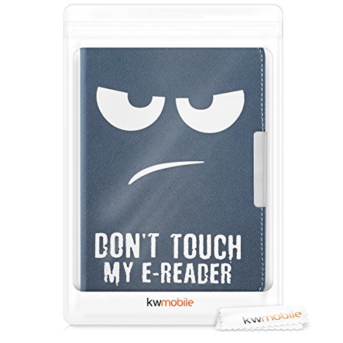 kwmobile Hülle für Tolino Shine 2 HD – Flipcover Case eReader Schutzhülle – Bookstyle Klapphülle Don’t touch my E-Reader Design Weiß Dunkelblau - 7