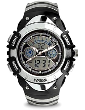 Topcabin Multifunktionale elektronische Armbanduhr für Jungen und Mädchen, wasserdicht, doppelte Zeitanzeige,...