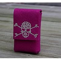 zigbaxx Zigarettenetui DARK ZONE Zigarettenhülle für Zigarettenschachtel / Täschchen aus Woll-Filz mit Totenkopf - pink rot grau beige braun anthrazit-schwarz Geschenk Valentinstag Muttertag Weihnachten Geburtstag