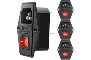 Greluma 4 Pcs Interruttore del fusibile della spina del modulo di ingresso IEC320 C14 a 3 pin, presa di alimentazione maschio 10A 250V AC per dispositivi medici di apparecchiature di laboratorio