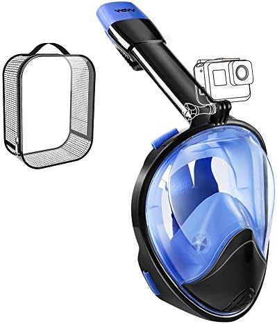 WEYN Snorkel Mask Full Face Diving Mask for Adults, GoPro Compatible 180° Panoramic View with Safety and Comfort, Anti-Fog Anti-Leak Easybreath Snorkeling Mask（S/M, L/XL）