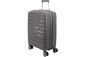 EUES Maletas de Viaje Trolley Rígida (66 x 45 x 28 cm), Maleta de Viaje con Ruedas Giratorias y Cerraduras de Dial Material PP Ligero (Griso-M)