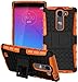 Produktbild Für LG Magna Hülle Schwarz+Orange,LG Magna H502F/H500F Hülle,LG G4 MINI/LG G4C Hülle,TPU+PC Schutzhülle,Rüstung Serie Hohe Qualität Schutzhülle Muster Anti-Scratch und Anti-Schock stoßfest Stoßdämpfend Schutz Handy Hülle Case Back Cover Tasche mit Ständer
