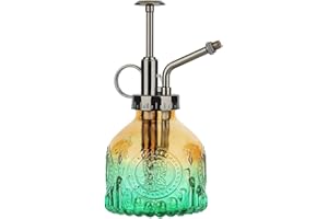 ZIUHEOA Plant Mister Glass Watering Spray Bottle 6.4" Tall Watering Can Retro High-Atomization Nozzle Sealed Leak-Proof,for Garden Plants Flower (Yellow blue gradient)