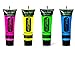 Set of 4 Paintglow Neon Glow in the Dark Face & Body Paint Rave Festival Party