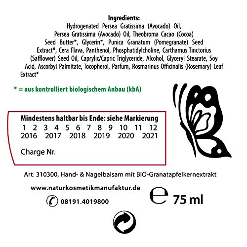 Greendoor Handbalsam / Handcreme ideal für sehr trockene Haut mit BIO Granatapfel, Naturkosmetik ohne Konservierungsmittel, Hand Balsam ohne Mineralöl und ohne Parabene, 4-fache Ergiebigkeit gegenüber einer Creme, Nagelbalsam - 6