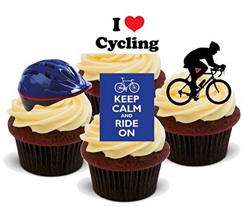 Preisvergleich Produktbild Fahrrad Fahren Mix C - Neuheit Premium Ständer Essbar Wafer Papier Kuchendekoration