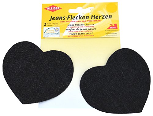Kleiber Herzförmige Jeans-Flicken zum Aufbügeln, schwarz