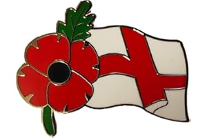 Maple2009 England St George's Flag Soldier Remembrance Sunday Red Poppy Lapel Pin Badge Brooch