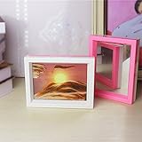 Deerbird® Doble Superficie Blanco y Rosa marco Paisaje Salida Sol movimiento de arena Cuadro dinámico Marco de Arte de la Arena con Maquillaje espejo
