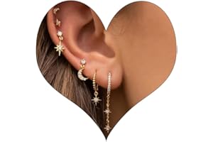 VELESAY Petite Boucles d'oreilles Femme Or Creoles Boucles d'oreilles Rondes Zirconium Cubique Plaqué Or 14K Boucles d'Oreilles Hypoallergénique Huggie Cartilage Piercing Oreille Multiple