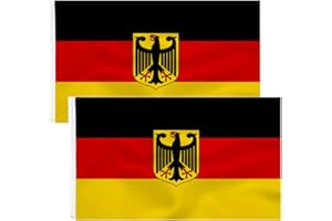 TCTOHZNG 2pcs Deutschland Fahne mit adler 90 x 150 cm - Deutsche Flagge Polyester leuchtenden Farben mit Messing-Ösen Germany Flag…