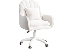 Aivermeil Office Chair, Vanity Swivel Chair, with Velvet Padding pillow,Adjustable Height, for Home Office, Study, Bedroom,150kg Load Capacity White