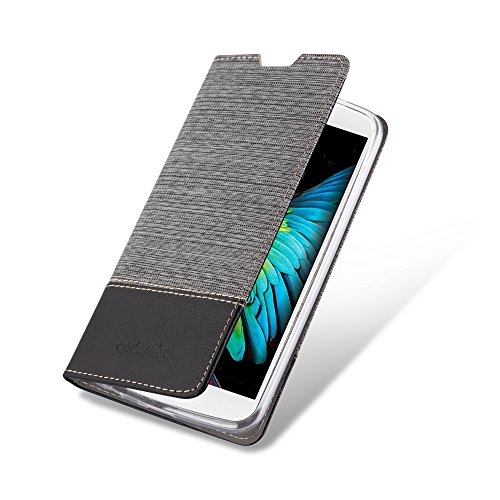 LG K10 2016   M2 Funda Estilo Libro en GRIS NEGRO de Cadorabo  Dise  o TELO-CUERO-ARTIFICIAL      Cubierta Protectora con Cierre Magn  tico  Tarjetero y Funci  n de Suporte     Protecci  n Carcasa Caja Etui Case Cover