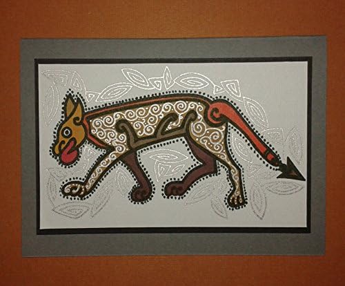 Hand Painted Viking Celtic Dog Wolf Illuminated Greetings Card