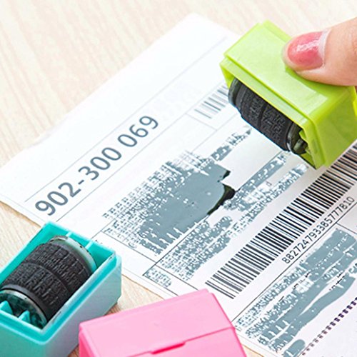 Igemy 1Pcs Guard Ihre ID Roller Stempel Self Inking Stempel Unordentlich Code Security Office Supplies (Blau) - 2