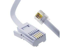 ASNQ BT Telephone to RJ11 Cable Long 2m - BT cable 4 Pin Wire 6P4C ADSL Modem Phone Plug Male Broadband Cable, Extension Lead for Landline, Modem, Fax, Dial-up White