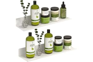 Biutimarden Shower Caddy 2 Pack Self Adhesive with Drainage Hole Stainless Steel Bathroom Shelf Rustproof No Drilling Bathroom Storage Wall Mounted Shower Shelves,for Bathroom Kitchen(30CM,White)