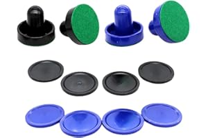 HugeDE 4 Pcs Air Hockey Pushers with 8 Pcs Pucks and Paddles Replacement Accessories for Game Tables