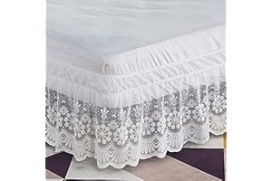 IBOWZ Sängkappa kappa spets jacquard sängkjol enfärgad volang vira runt elastiska sängskjortor utan sängyta sängkjolar tvilling/full/drottning/kung hem hotellanvändning 180 x 200 + 38