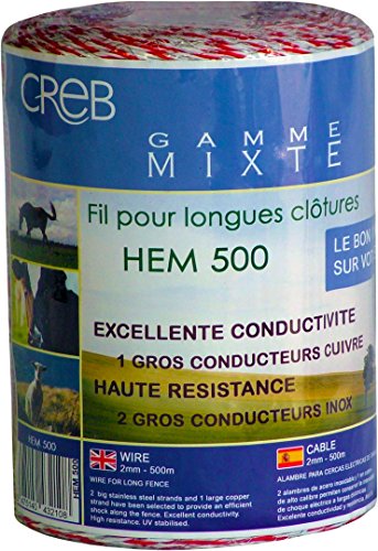 Creb HEM500 Hyper Elec - Cable de Acero Inoxidable Mixto Cobre 0,25 mm, Color Blanco/Rojo