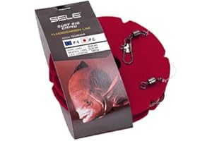 SELE Surf Ring Fluorocarbon – Montatura Surfcasting con Perline Antitorsione all'Uso con Tre ami 1.60m con Ami, Girelle e Moschettone