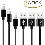 Ladekabel für Huawei P20/Lite/Pro,Mate 20/Lite/Pro,Mate 10/Pro, Mate 9/Pro,G9 Plus,Nova/2/2 Plus,Nexus 6P,Honor 8 9 10 view,USB Typ C Kabel,1M 2M 3M Quick Charge&amp;High Speed Datenkabel-Schwarz