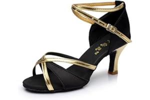 Hixingo Zapatos de Baile Latino Mujer 5cm Tango Zapatos de Salsa y Bachata con Tacón Cómodos Elegante Sandalias para la práctica y el Rendimiento, Fiesta Carnaval