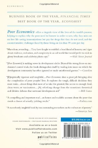 Couverture du livre de Poor Economics: A Radical Rethinking of the Way to Fight Global Poverty
