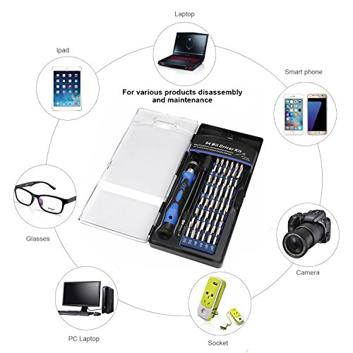 VOXON 60 in 1 Set di Cacciaviti Magnetici, Kit Cacciavite Magnetico di precisione con 56 Punte, Kit di Strumenti Riparazione Elettronica per iPhone, tablet iPad, MacBook, PC, Smartphone e Altri Dispositivi