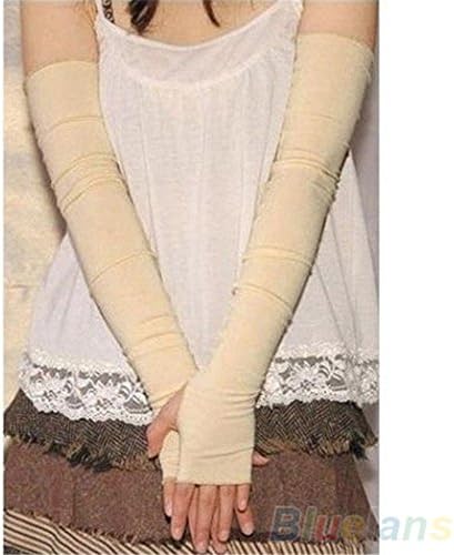Lilyeyes Women’s Fashion Cotton UV Protection Arm Warmer Long Fingerless Gloves Sleeves
