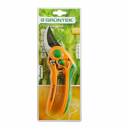 GRÜNTEK Gartenschere FLAMINGO, TEFLON beschichtet, Pflanzenschere mit variablen Öffnungsweite und kraftsparenden Anti-Rutsch Griffen, Baumschere Bypass - 3