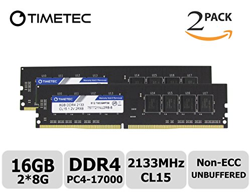 Timetec Hynix IC 16GB Kit (2x8GB) DDR4 2133MHz PC4-17000 Unbuffered Non-ECC 1.2V CL15 2Rx8 Dual Rank 288 Pin UDIMM Desktop Memory Ram Module Upgrade (16GB Kit (2x8GB))