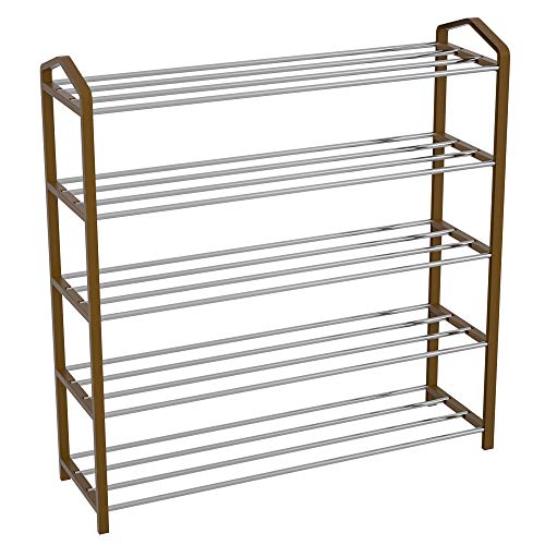 UDEAR Zapatero Organizador Armario de 5 Niveles Estantería con Capacidad de 20 Pares de Zapatos Marrón
