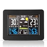 Station Météo Intérieur Extérieur Sans Fil affichage des prévisions de la météo et de la température avec Capteur Réveil Thermomètre Hygromètre Niveau de Confort