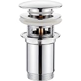 GRIFEMA Basin drain 1&frac14; with chrome click clack plug | Chrome-plated brass, universal sink valve with and without overflow.