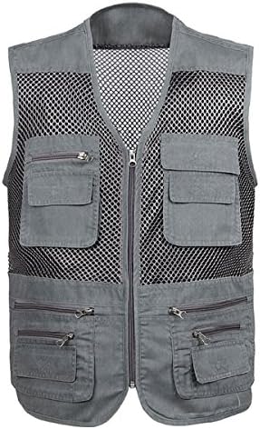 Lanmworn Men Summer Cool Outdoor Sport Mesh Fishing Camping Travel Vest, Multi-Pockets Lightweight Hunting Zipper Sleeveless Jacket XL-4XL.