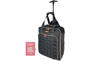 Bordlite EasyJet Underseat Cabin Bag 45x36x20cm – Lightweight Wheeled Holdall with Trolley Handle – Fits EasyJet Free Cabin Bag Allowance – Includes Free Pink Passport Holder