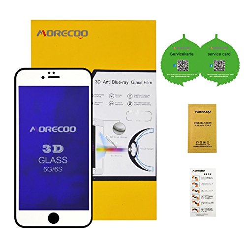 Iphone 6s Panzerglas, Morecoo 4.7inch 3D Blaus Licht UV-Filter Panzerglas Schutzfolie (iphone 6 6s, Weiß) - 7