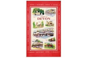 Elgate Delights of Devon Tea Towel Souvenir Gift Dartmouth Castle Cathedral Dartmoor Torquay